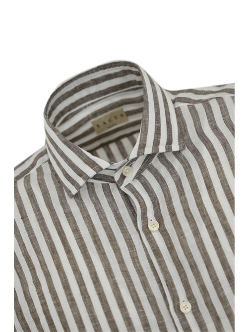 Camicia in lino a righe Marrone/Bianco Xacus | 81221 748ML005